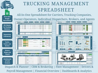 All-in-One Trucking Management Google Spreadsheet for Trucking B/In, Dispatchers - Image 1 of 4