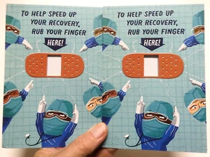 2 Cards Hallmark Get Well To Help You Speed Up your Recovery Rub Finger Here - Picture 1 of 8