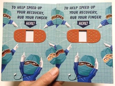 2 Cards Hallmark Get Well To Help You Speed Up your Recovery Rub Finger Here - Image 1 of 4