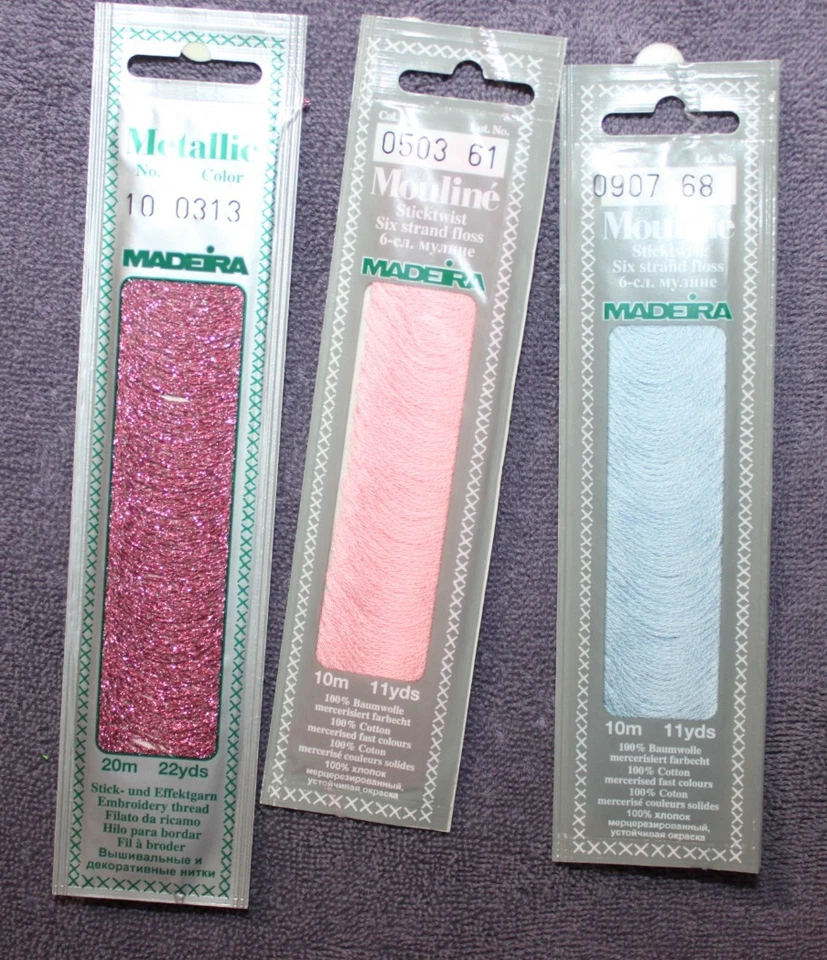 MADEIRA FLOSS lot of 3 MOULINE & METALLIC Germany NIP - Image 1 of 1