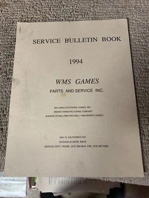 original Williams Service Bulletin Book 1994  Pinball arcade game manual - Image 1 of 4
