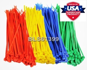 400 USA Made TOUGH TIES 8 "pulgadas 50lb Nylon Tie Wraps Wire Cable Zip Ties RGBY - Imagen 1 de 12