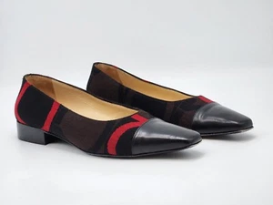 SALVATORE FERRAGAMO Black and Purple w Red Signature Logo Pumps Heels 8.5C - Picture 1 of 17