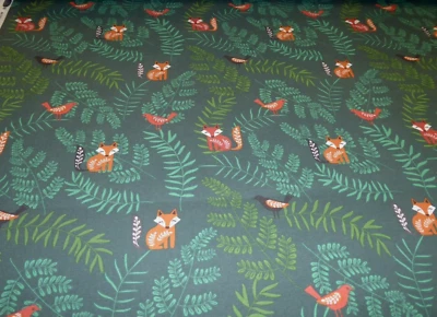 FOXY FERN FOREST from Fryetts - Cotton Print Fabric Curtains Cushions Upholstery - Image 1 of 4
