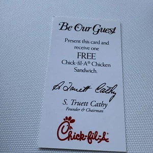 Rare S. Truett Cathy Business Card Free Chick-Fil-a Sandwich Be Our Guest Found - Picture 1 of 2