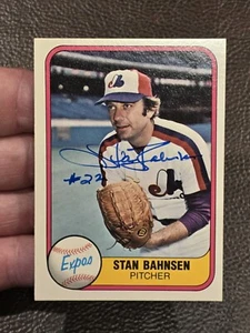 1981 Fleer Stan Bahnsen Autograph Montreal Expos Pitcher Signed Card * See Pics - Picture 1 of 3