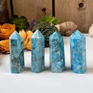 Natural Blue Apatite Tower Point Obelisk Wand Healing Crystal Mineral Specimens - Picture 1 of 3