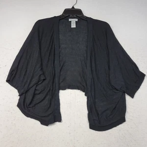 Catherines Pullover Damen Plus 1X schwarze Strickjacke transparent kurz vorne offen - Bild 1 von 9