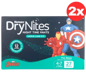 Huggies DryNites Boys Night Time Pants Nappies 2 x 27 Disposable Pant 4-7 Years - Picture 1 of 4
