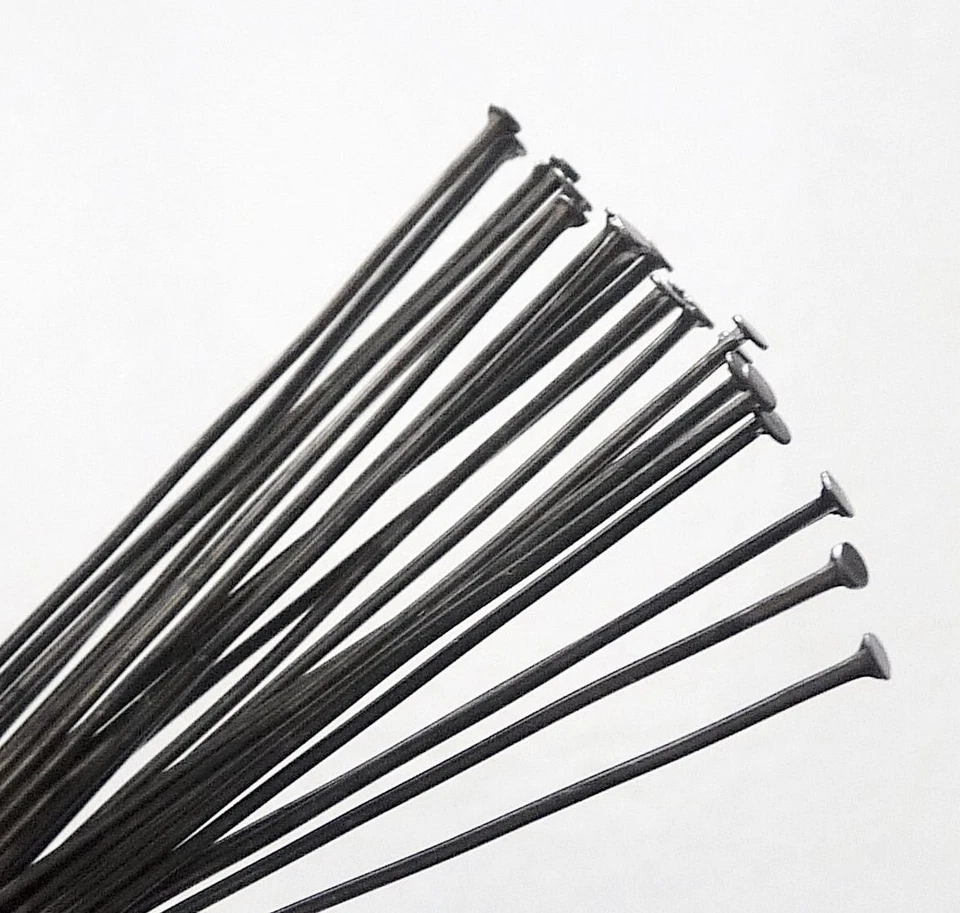 Head Pin, 144 Black Oxide(Gunmetal) Plated 3" Long 21 Gauge Standard Headpins - Image 1 of 1