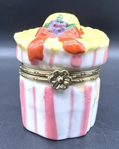 Pequeño sombrero de paja decorativo pintado a mano esculpido caja baratija verano - Imagen 1 de 9