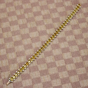 NEW 18K WHITE GOLD 14.50ct YELLOW SAPPHIRE & DIAMOND (VS/G) BRACELET 6.75 inches - Picture 1 of 8