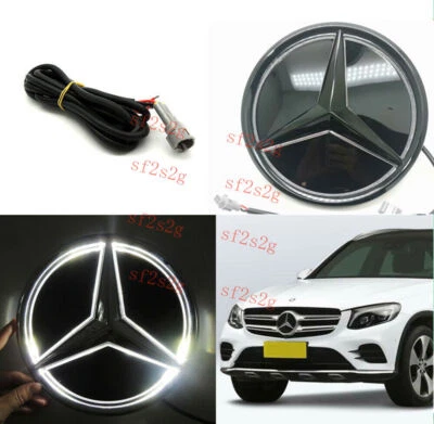 LED 18.5CM Illuminated Grille Star Emblem Badge White light For A/B/C/E/CLA/GLA - Image 1 of 4