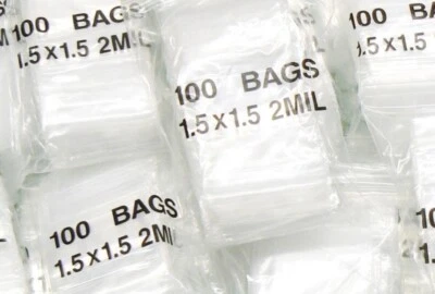 2500 Clear 2mil Poly Bags 1.5" Square Resealable Top Slide Lock Reclosable 1-1/2 - Image 1 of 2