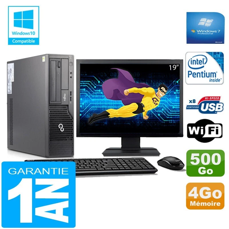 PC Fujitsu Esprimo E500 E85+ SFF G640 RAM 4GB Disco 500GB Wifi W7 Pantalla 19" - Imagen 1 de 1
