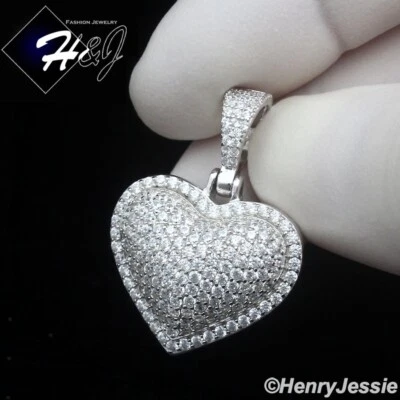 MUJER SÓLIDA PLATA ESTERLINA 925 ICY BLING CIRCONITA 3D DOBLE FORMA CORAZÓN COLGANTE*SP463 Foto 1 de 4