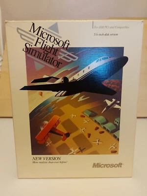 Microsoft Flight Simulator 4.0 | IBM PC Big Box | 5 1/4" Floppy Disk - Image 1 of 4