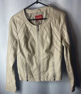 Guess women’s polyurethane tan jacket size large EUC - Picture 1 of 6