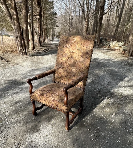 Early  true French Os De Mouton walnut arm chair c1700 hand-cut mortised joints Cover