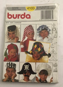 Cartamodello Cappelli Burda bimbo ragazzo costume Carnevale 4103 vintage - Picture 1 of 2