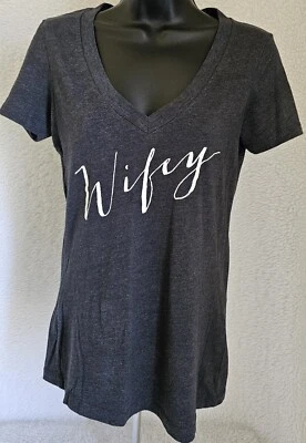 Camisa Top Blusa Next Level Apparel Mujer Talla M Mediana Gris Blanco Esposa Foto 1 de 4