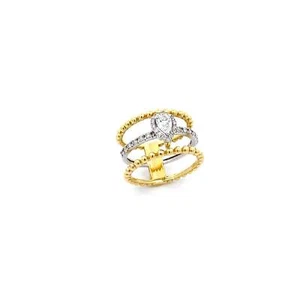 18K Yellow/ White Gold Diamond Layer Ring With Pear Shape Center Stone - Picture 1 of 8