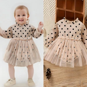 Newborn Baby Girl Summer Romper Cute Long Sleeve Tutu Mesh Dress Jumpsuits - Picture 1 of 8