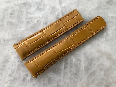 20mm/18mm Yellow Alligator Crocodile Embossed Leather Watch Strap Band - Image 1 of 4