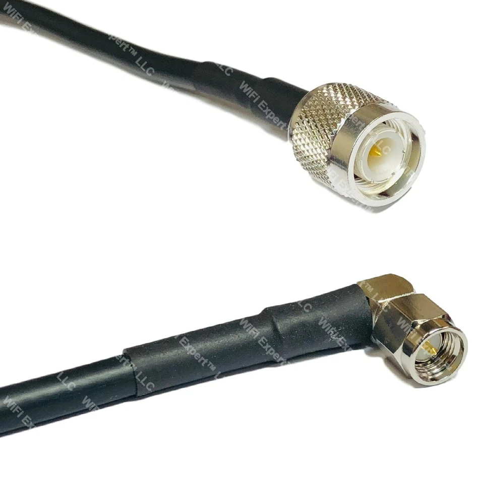 LMR200 Silver TNC MALE to SMA MALE ANGLE Coax RF Cable USA Lot - Image 1 of 1