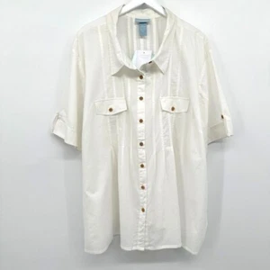 Liz & Me Tunic Top Shirt Button Up Size 5X Sheer Coastal Minimalist Beachy New - Picture 1 of 12