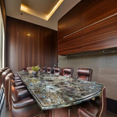 72"x36" Labradorite Stone Center Dining Table Crystal Gemstone Housewarming Deco - Image 1 of 4