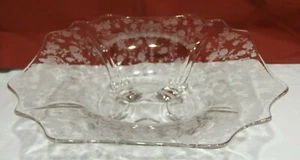 Cambridge Glass Rose Point 11 5/8" Square 4 Footed Bowl ~ Lot 2 - Picture 1 of 6