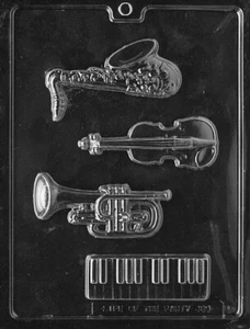 MUSIC KIT CHOCOLATE MOLD violin piano saxaphone trumpet instruments key board - Picture 1 of 1