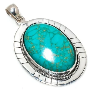 Colgante boho de plata esterlina 925 hecho a mano con piedras preciosas turquesa Arizona - Imagen 1 de 6