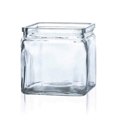 SANDRA RICH, GLAS- VASE. "cube RUSTIC H7,5cm/7,5x7,5cm" Windlicht, Kerzenglas - Bild 1 von 3