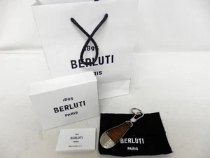 Auténtico BERLUTI Cuero Zapato Caligrafía Llavero Anillo Soporte Marrón Plata - Imagen 1 de 8