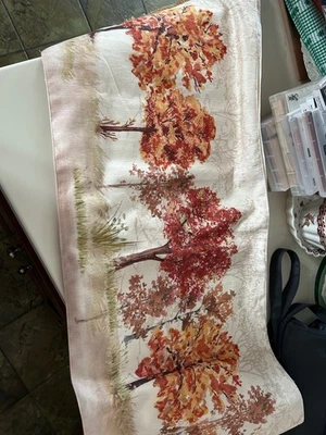 Cynthia Rowley Table Runner Autumn Trees Fringed 72" Long 16" Wide NICE - Image 1 of 3