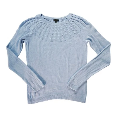 Suéter Talbots Pequeño Mezcla de Cachemira Pullover Tejido con Cable Lt Periwinkle Clásico  Foto 1 de 4