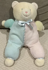 Vintage Eden Pastell Thermo Waffelmuster Teddybär Stofftier Plüsch Lovey - Bild 1 von 6
