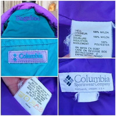 VTG Columbia Bugaboo Jacket Size XL Green Purple Nylon Zip Front Vintage 90s - Image 1 of 4