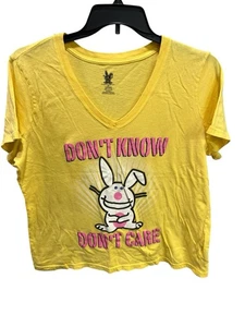 Happy Bunny Women's Size 2X T-Shirt Y2K Don't Know Don't Care Short Sleeve - Picture 1 of 4
