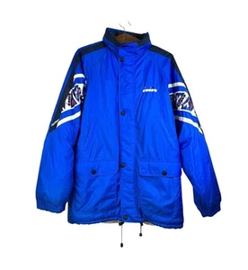 Diadora VINTAGE 90's Winter Jacket Mens Size Large Blue White Full Zip - Picture 1 of 11
