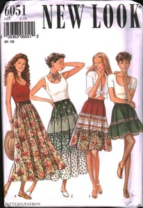 6051 Vintage New Look Sewing Pattern Misses Tiered Skirt UNCUT 1990s Easy Casual - Picture 1 of 2