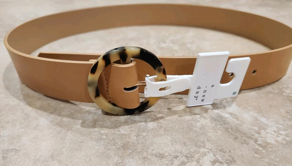 Cinturón A.N.D Beige Tostado Safari Tortuga Animal Leopardo Redondo Plástico Acrílico Hebilla Foto 1 de 1
