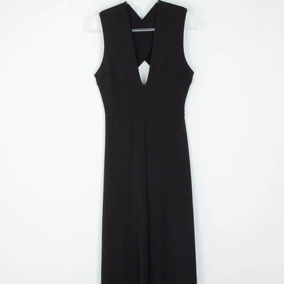 Lulus Womens Black Sleeveless Jumpsuit Size L Plunge V-Neck Crossed Open Back - Image 1 of 4