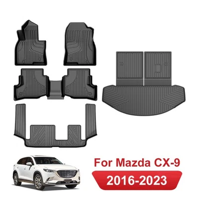 All Weather For Mazda CX-9 7-Seats 2016-2023 Car TPE 3D Floor Mats & Trunk Mat - Image 1 of 4