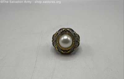 Anillo de cóctel vintage marcado oro 925 sumergido plata esterlina talla 9 perlas -14,6 g Foto 1 de 4