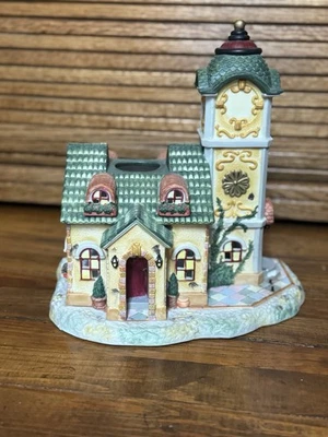 PARTYLITE Olde World Village #4 Torre del Reloj Luz de Té Casa de Velas Foto 1 de 4