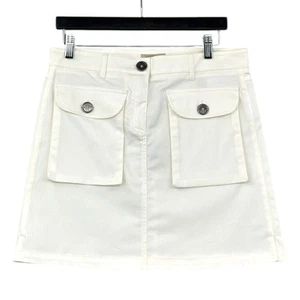 Burberry OS 1026 White Front Button Two Front Pockets A-line Skirt US 8 - Picture 1 of 7