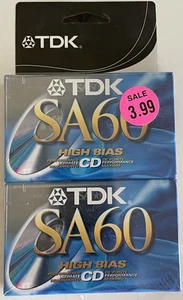 Paquete de 2 cintas de casete TDK SA-60 High Bias TIPO I ¡NUEVAS Y SELLADAS! NOS Performance - Imagen 1 de 2